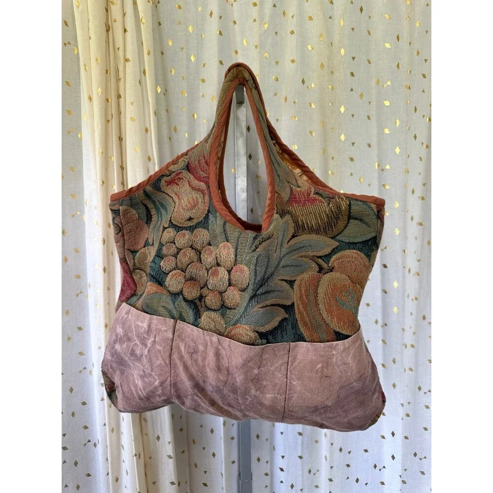 Unbranded Reversable Horses Stallion Tapestry Embroidered Mix Media Hobo Bag